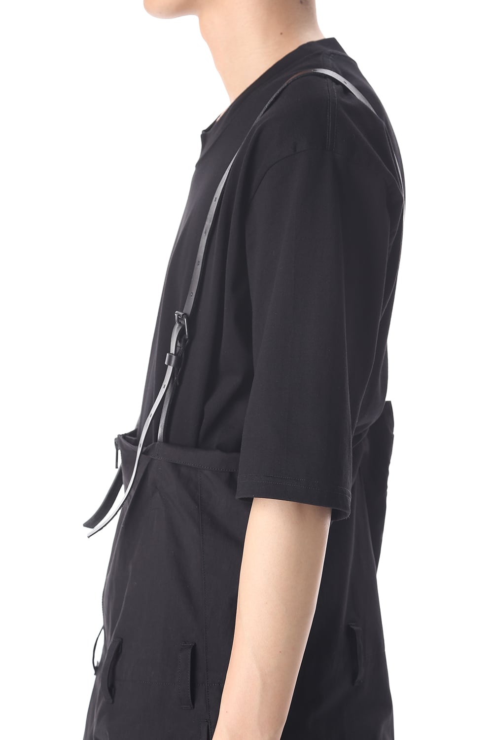 HIGH WAIST PANTS W/LEATHER SUSPENDER