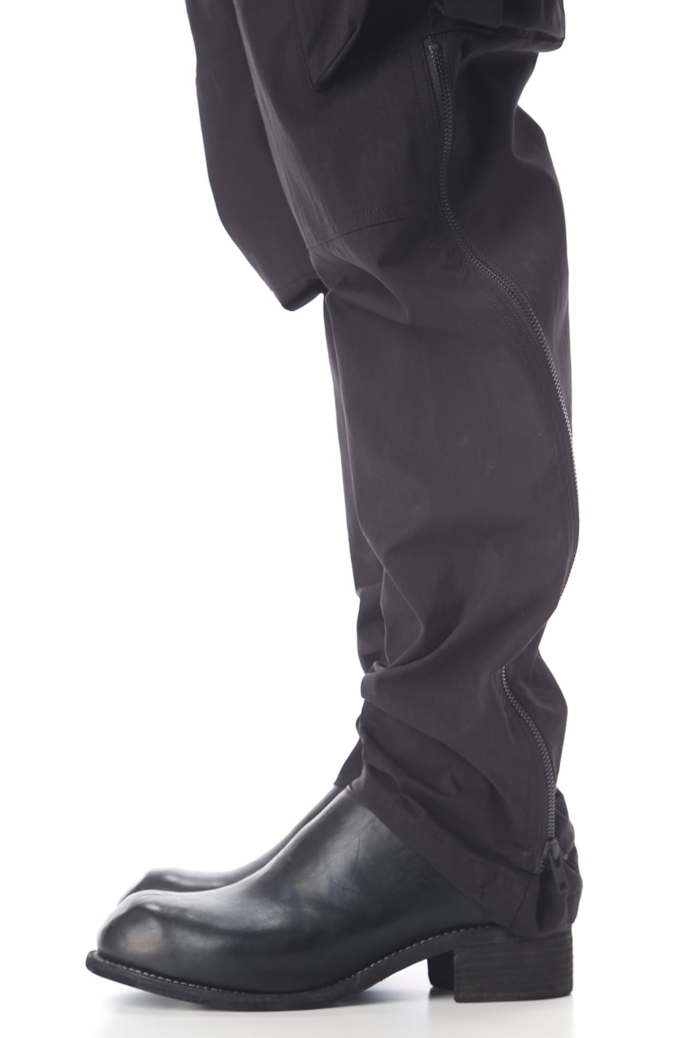 HIGH WAIST PANTS W/LEATHER SUSPENDER