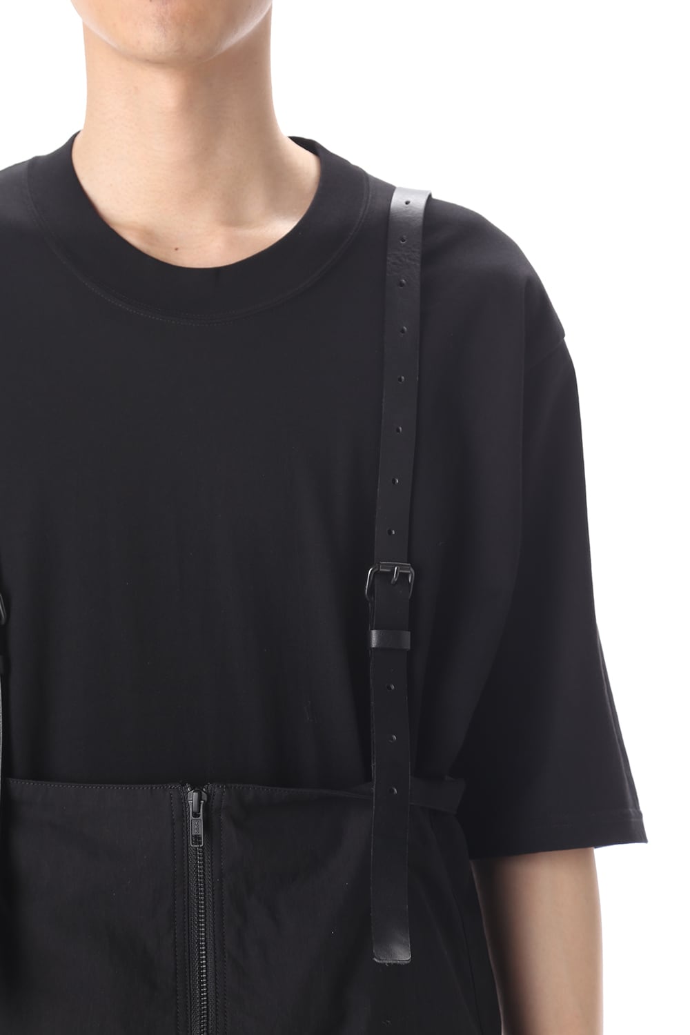 HIGH WAIST PANTS W/LEATHER SUSPENDER