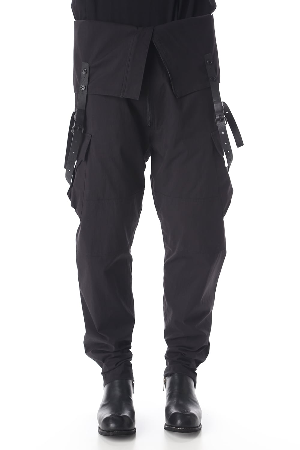 HIGH WAIST PANTS W/LEATHER SUSPENDER