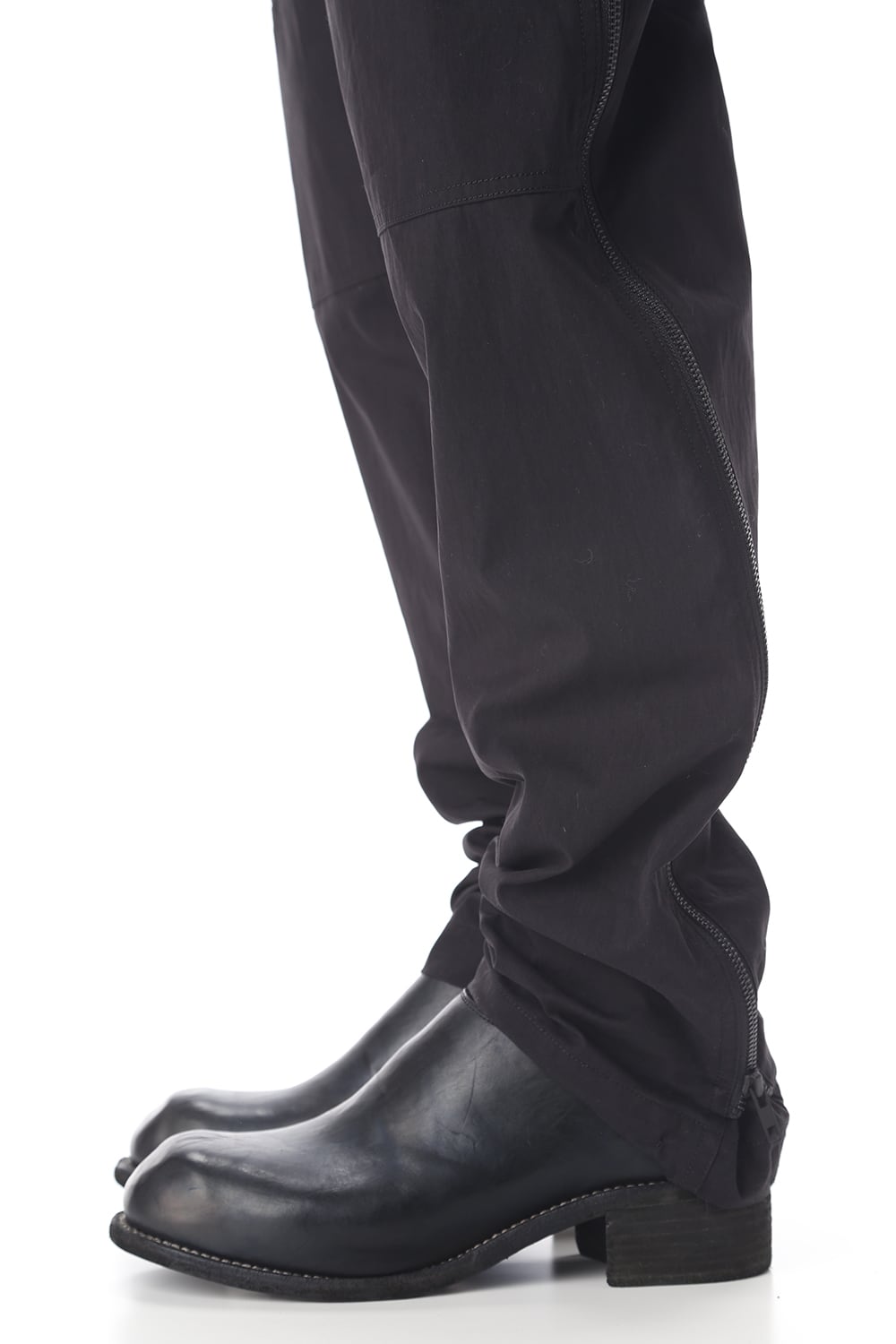 HIGH WAIST PANTS W/LEATHER SUSPENDER