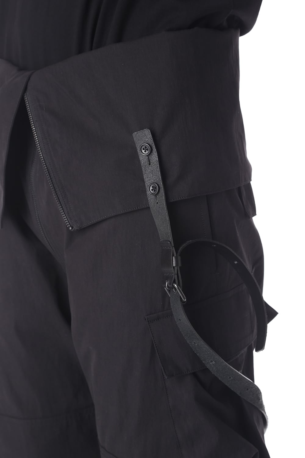 HIGH WAIST PANTS W/LEATHER SUSPENDER