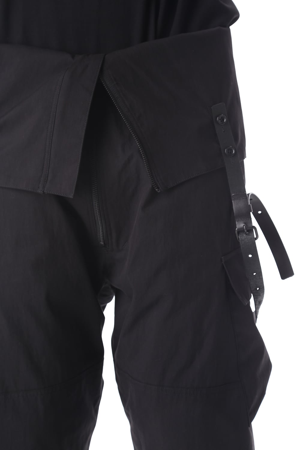 HIGH WAIST PANTS W/LEATHER SUSPENDER