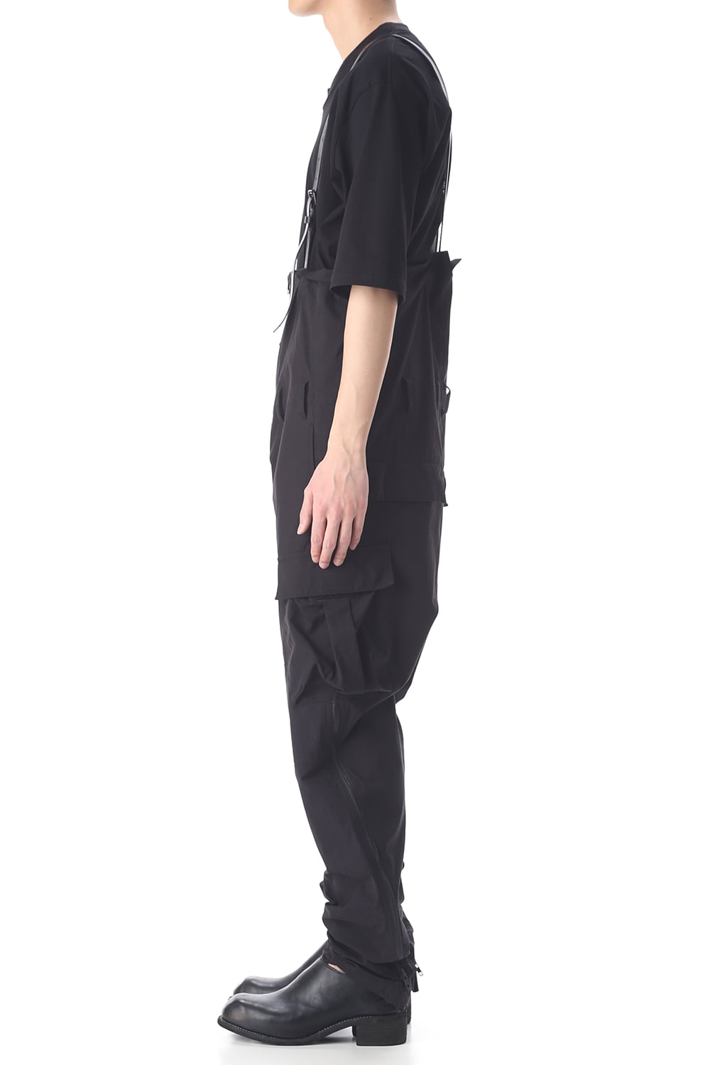 HIGH WAIST PANTS W/LEATHER SUSPENDER