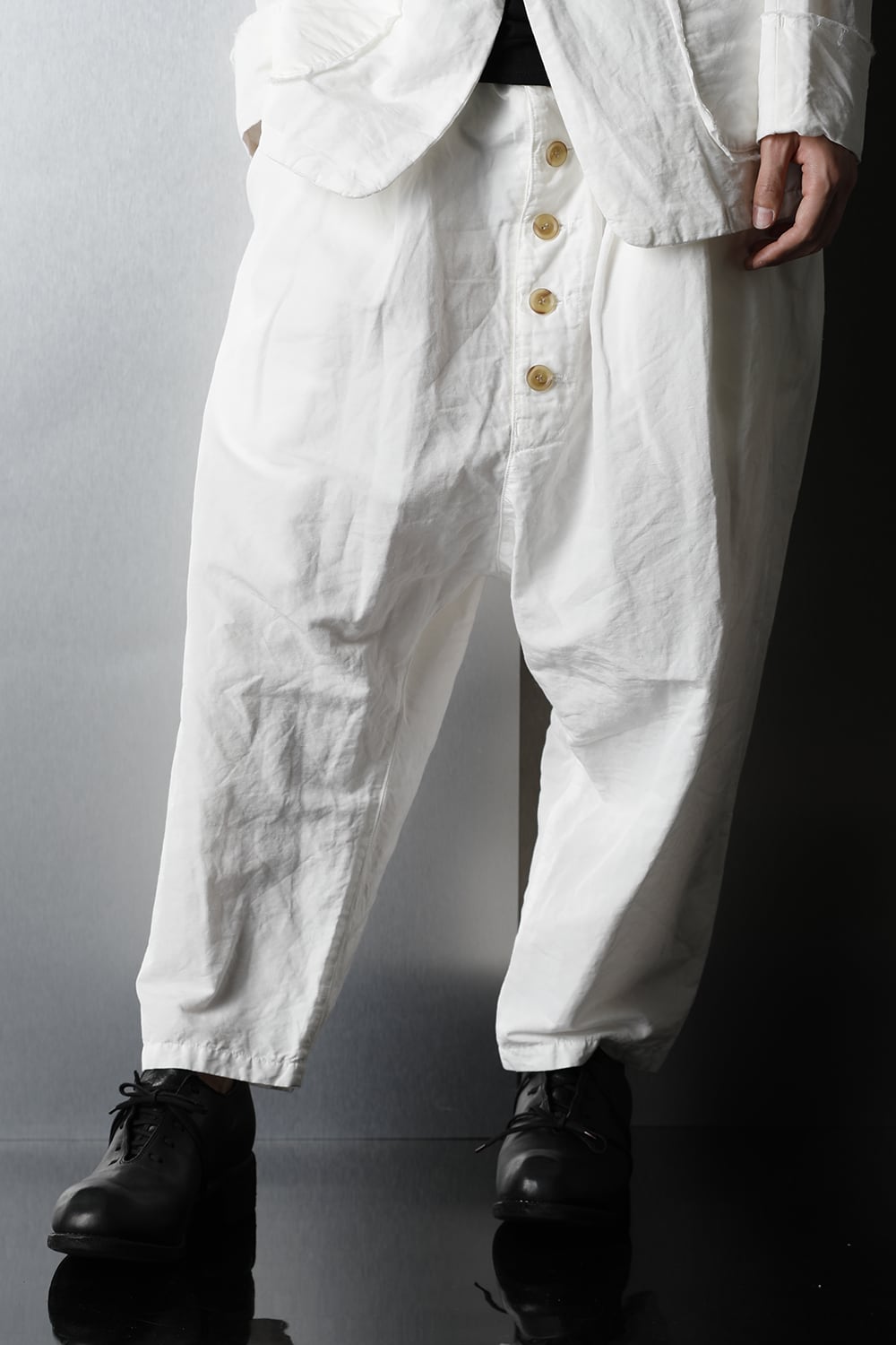 2 Tucks Cropped Sarouel Pants Off White