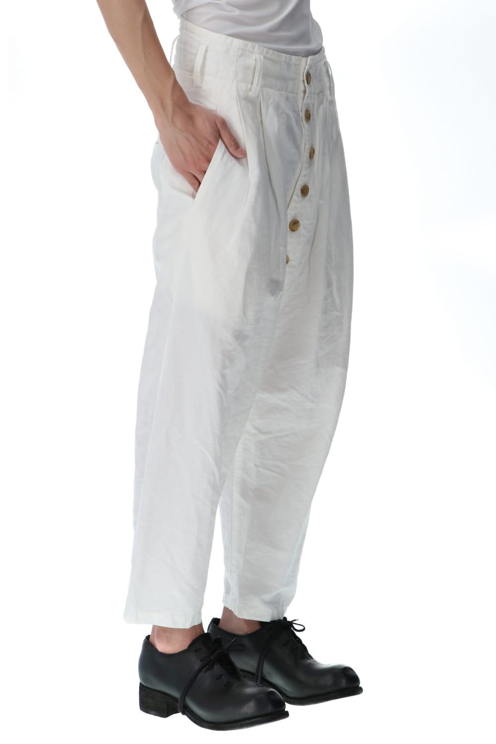 2 Tucks Cropped Sarouel Pants Off White