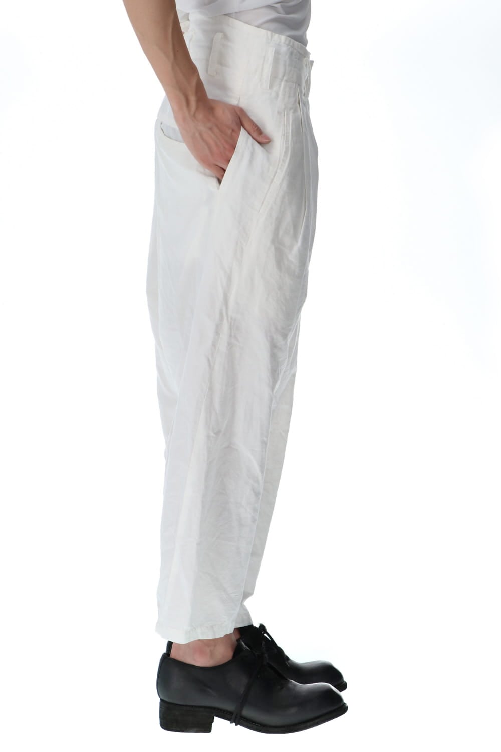 2 Tucks Cropped Sarouel Pants Off White