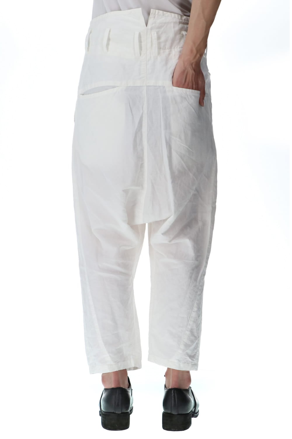 2 Tucks Cropped Sarouel Pants Off White