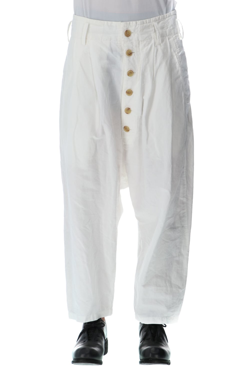 2 Tucks Cropped Sarouel Pants Off White