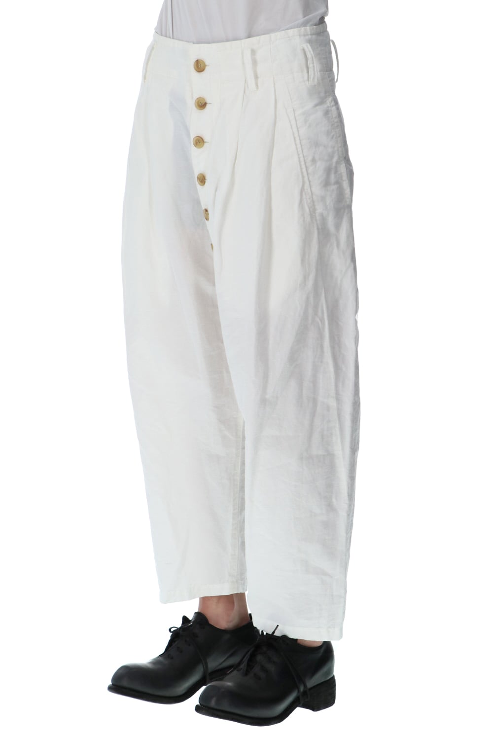 2 Tucks Cropped Sarouel Pants Off White