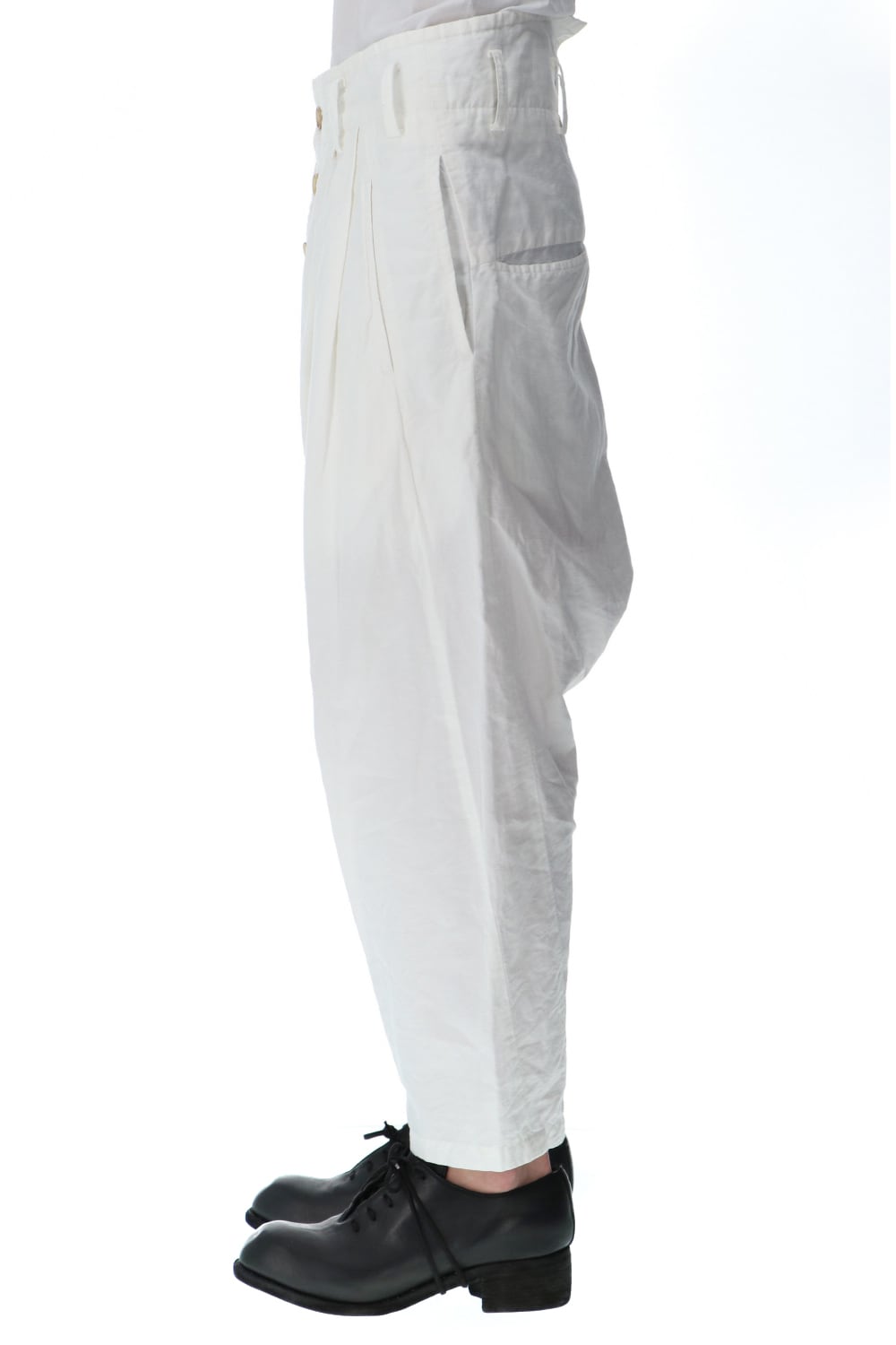 2 Tucks Cropped Sarouel Pants Off White