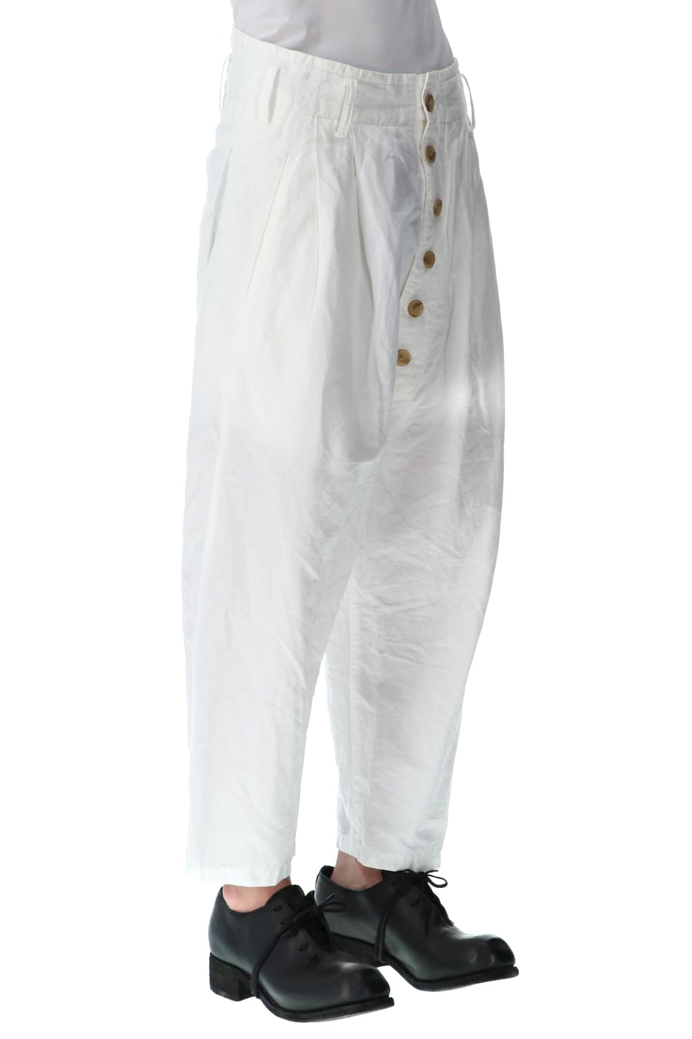 2 Tucks Cropped Sarouel Pants Off White