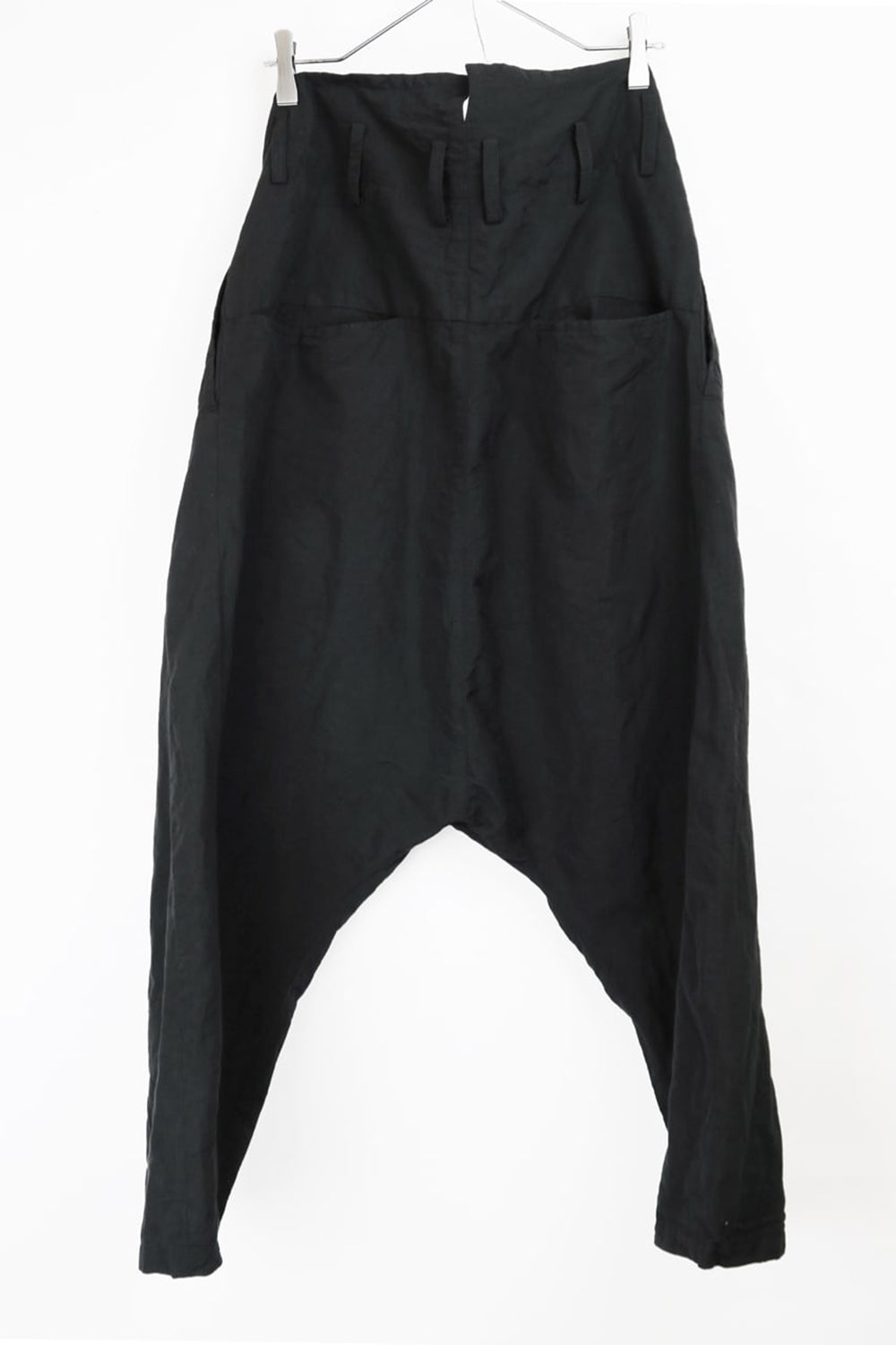 2 Tucks Cropped Sarouel Pants Black