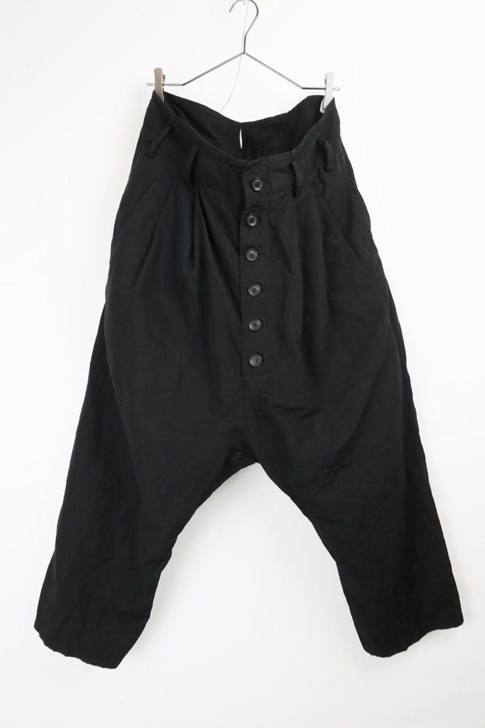 2 Tucks Cropped Sarouel Pants Black