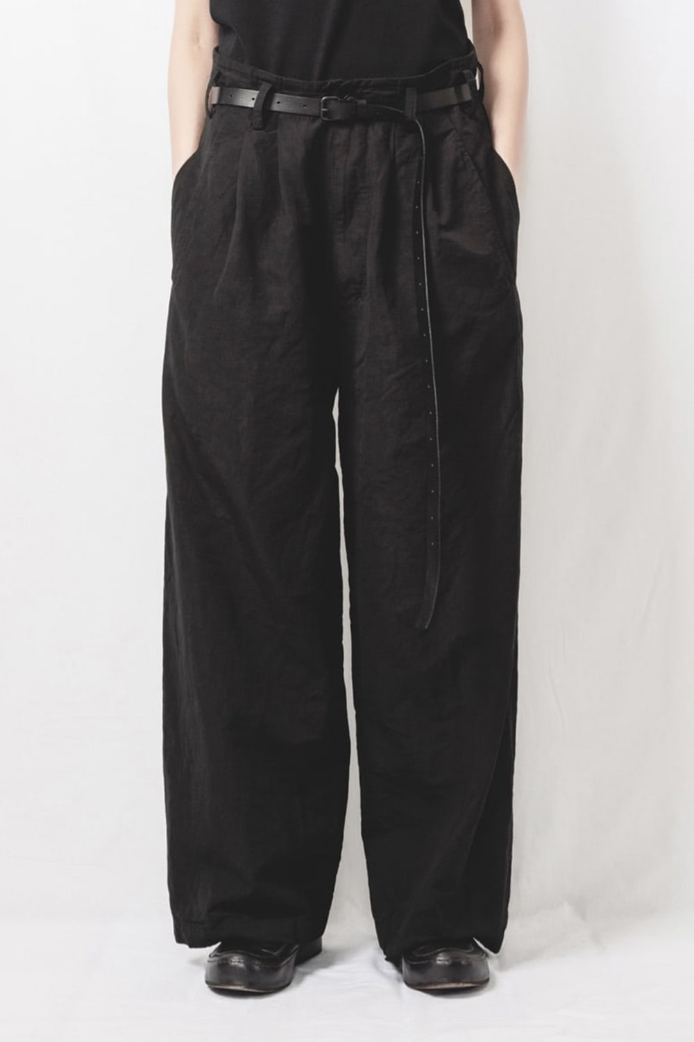 2 Tucks Wide Pants Black