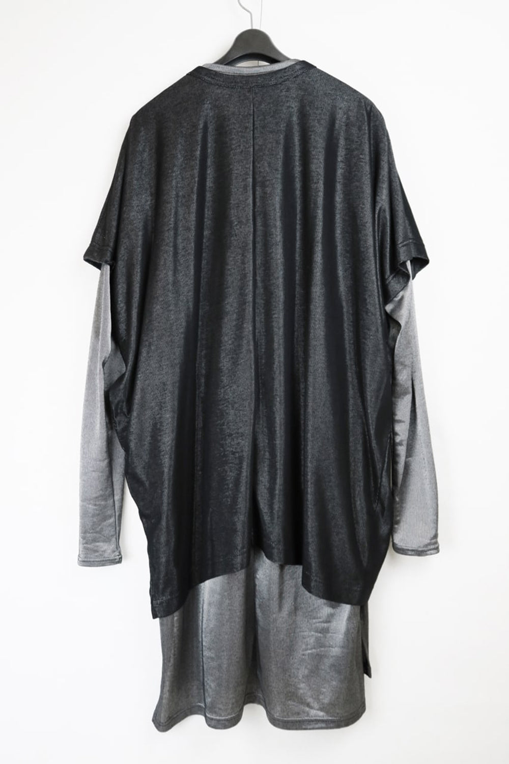 Over Size Pullover w/Long Tshirt Black/Silver