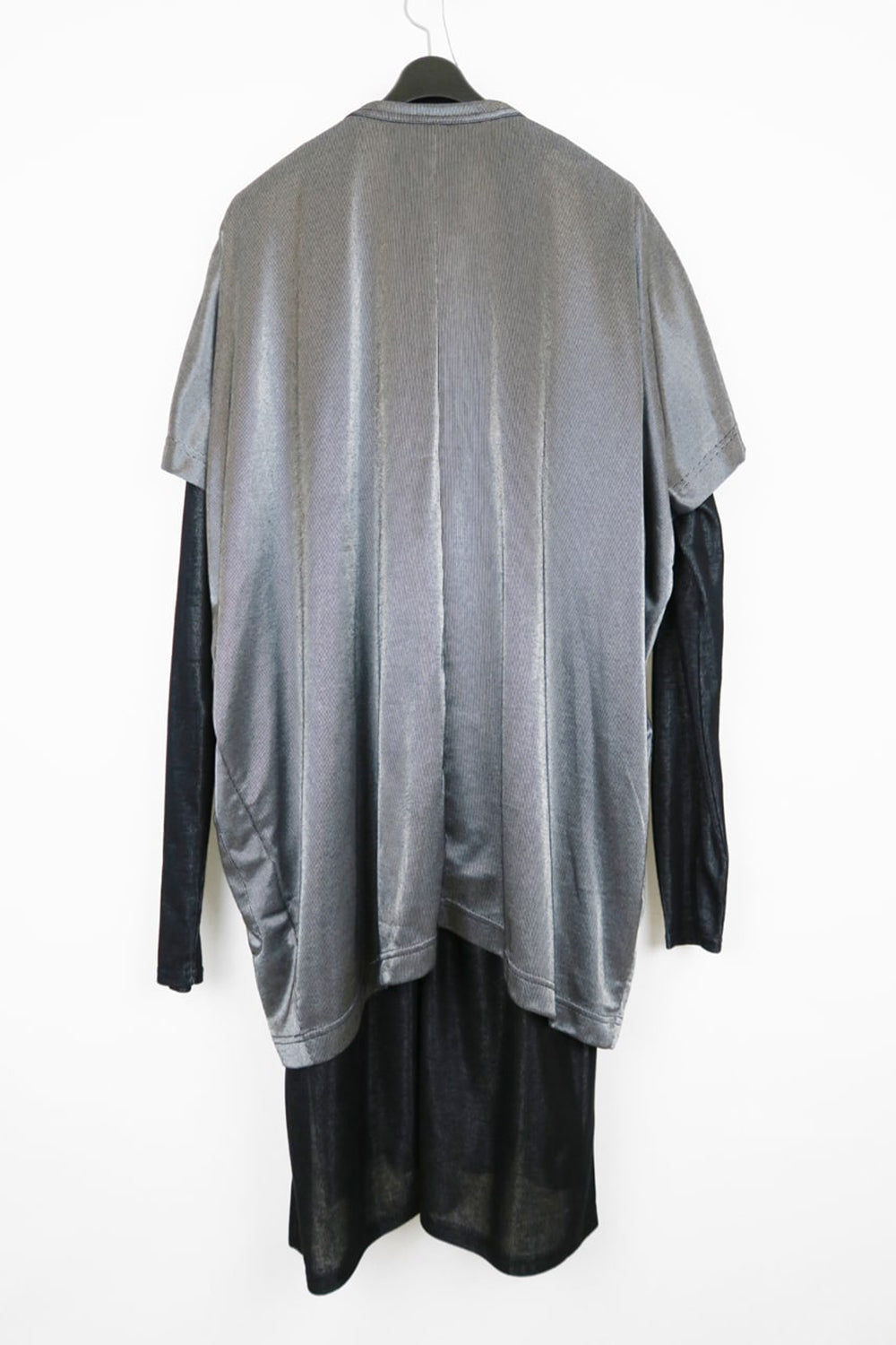 Over Size Pullover w/Long Tshirt Silver/Black