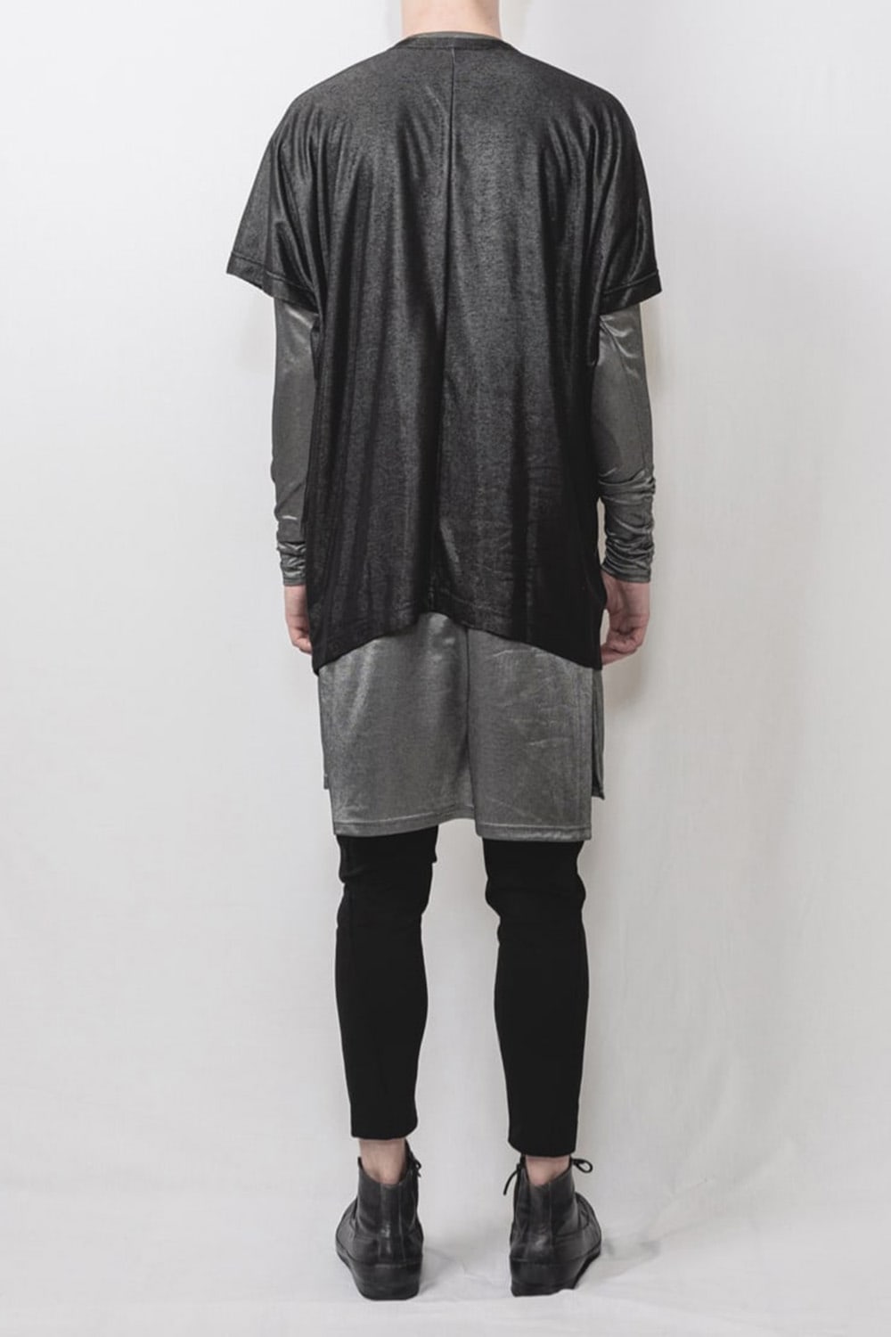 Over Size Pullover w/Long Tshirt Black/Silver