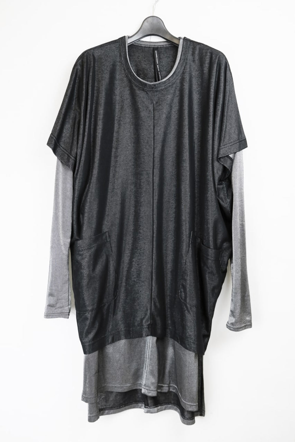 Over Size Pullover w/Long Tshirt Black/Silver