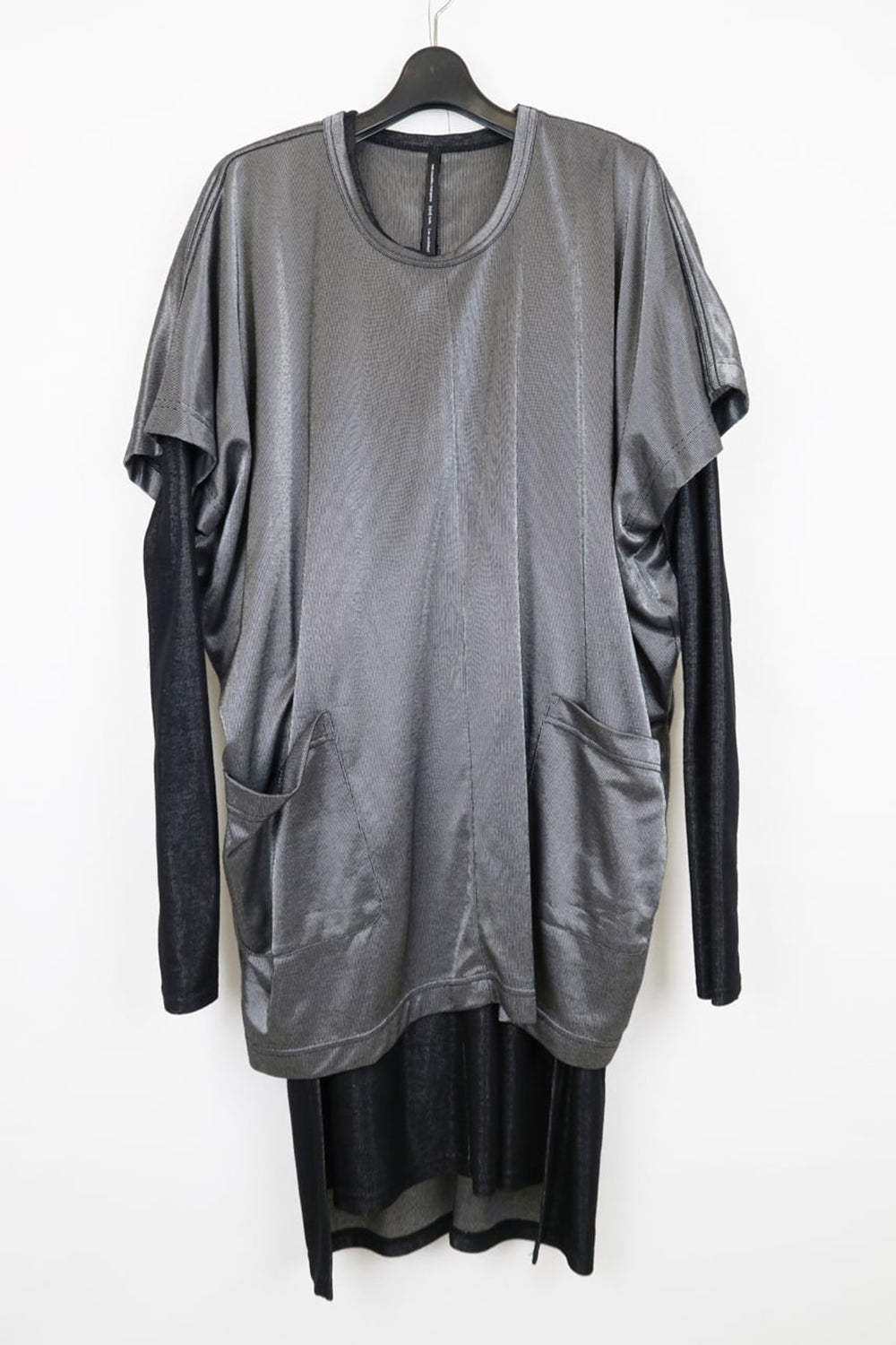 Over Size Pullover w/Long Tshirt Silver/Black