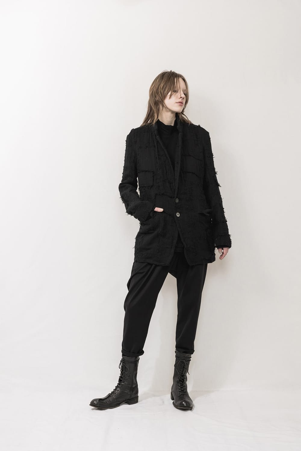 Drop crotch Cropped Tuck pants