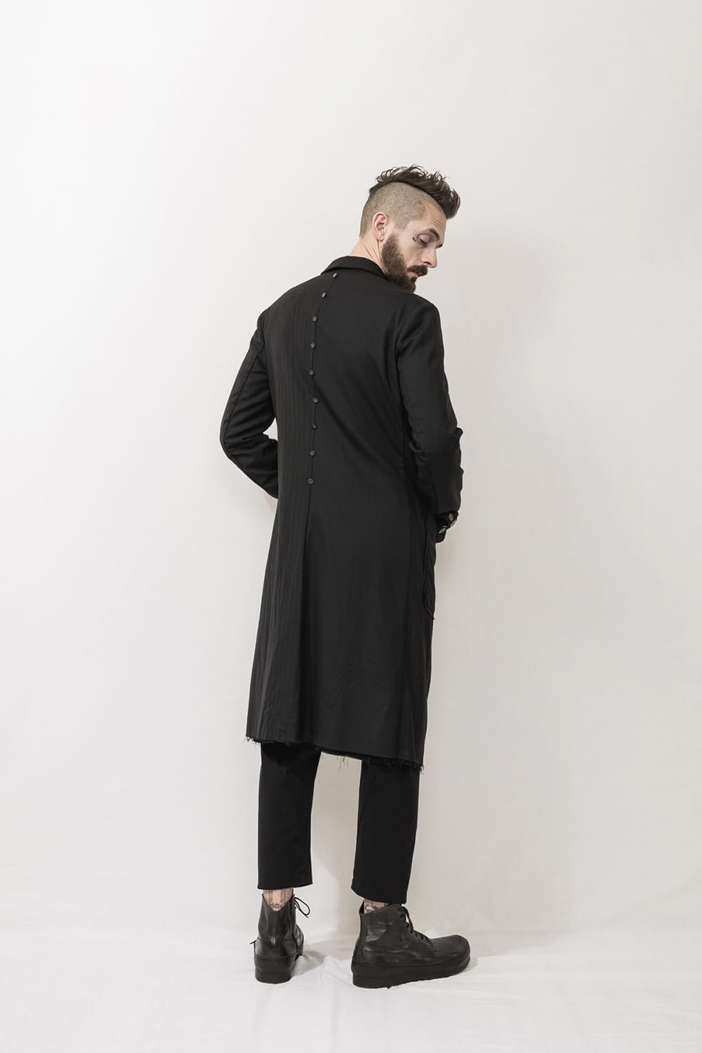 Patched Long jacket w/ Half vest