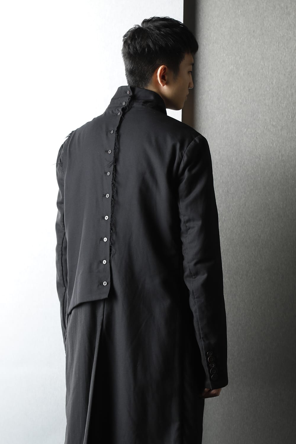 Patched Long jacket w/ Half vest