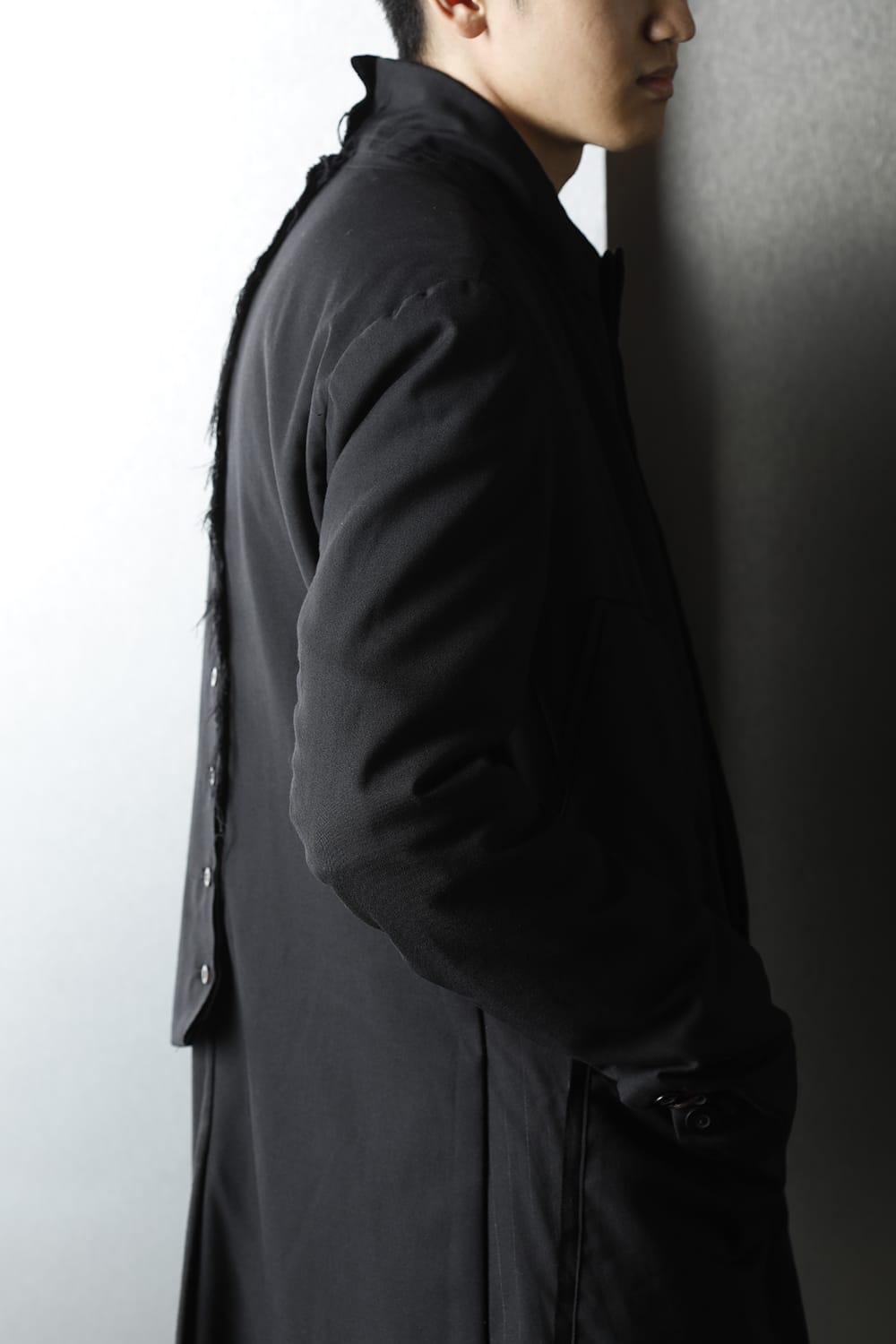 Patched Long jacket w/ Half vest