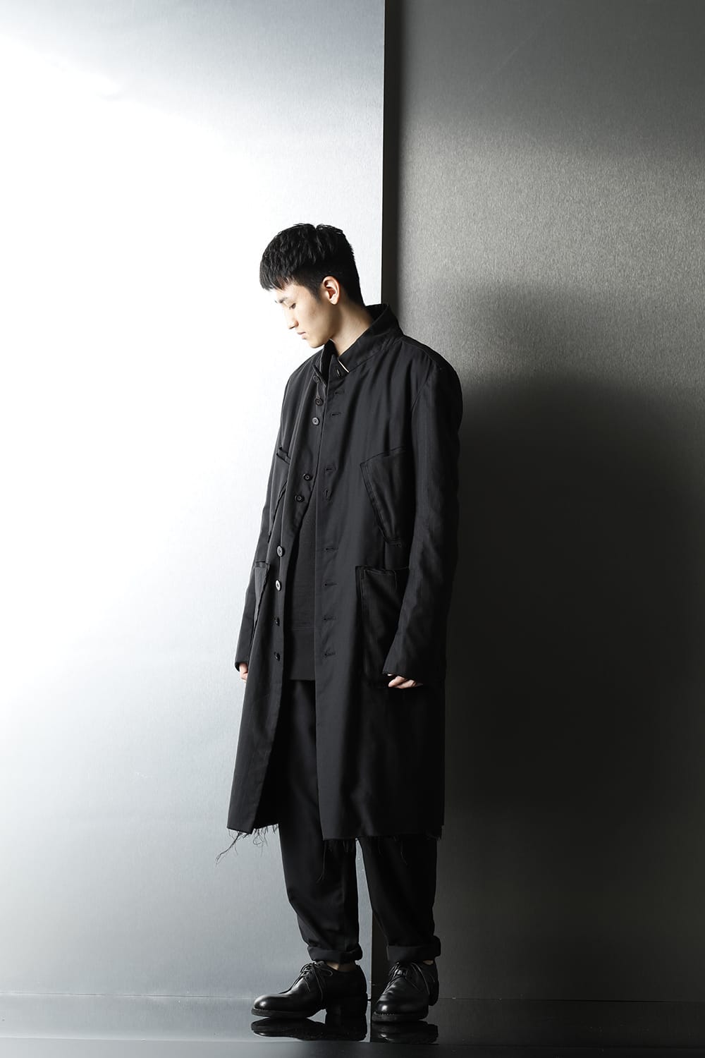 Patched Long jacket w/ Half vest