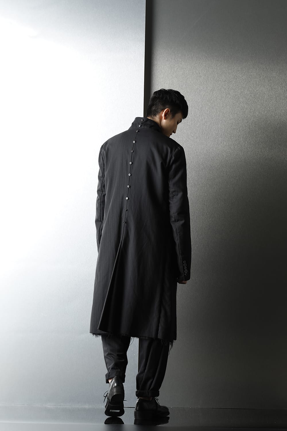 Patched Long jacket w/ Half vest