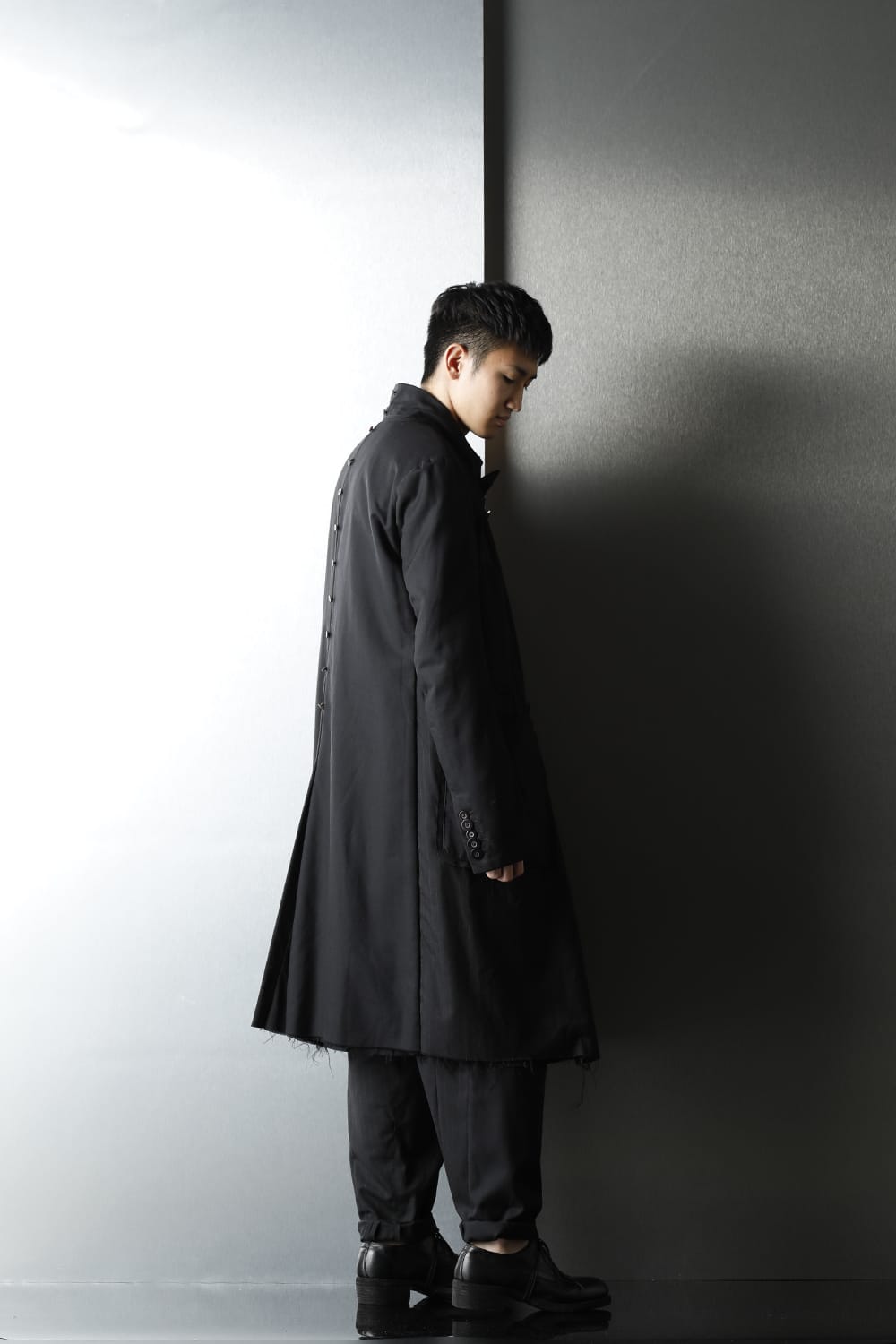 Patched Long jacket w/ Half vest