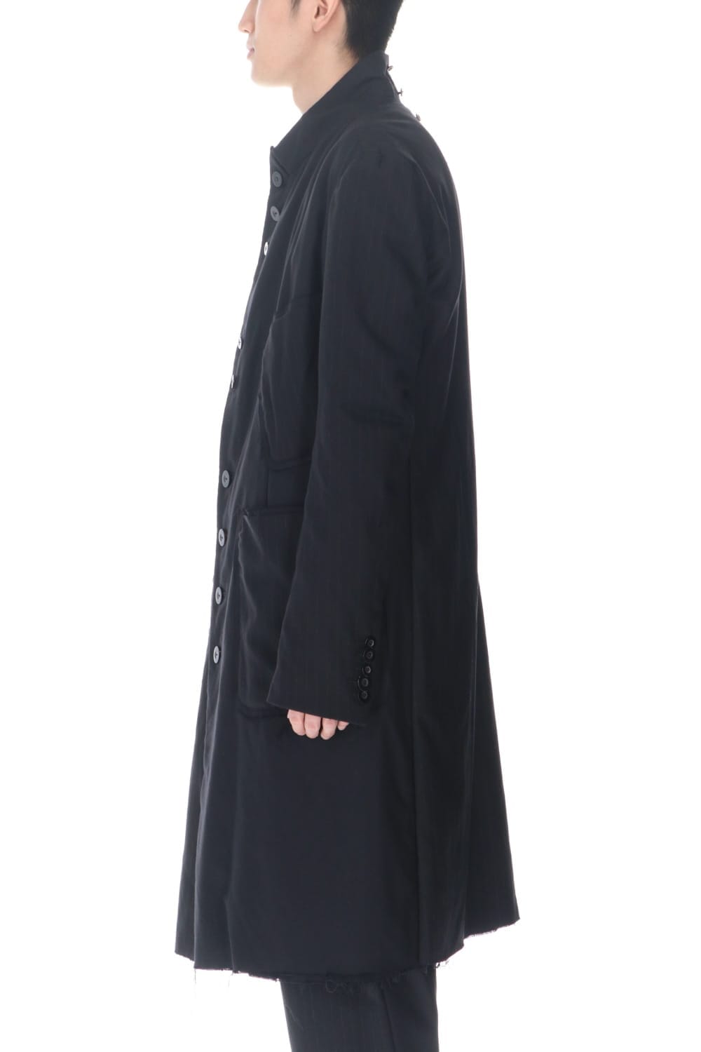 Patched Long jacket w/ Half vest