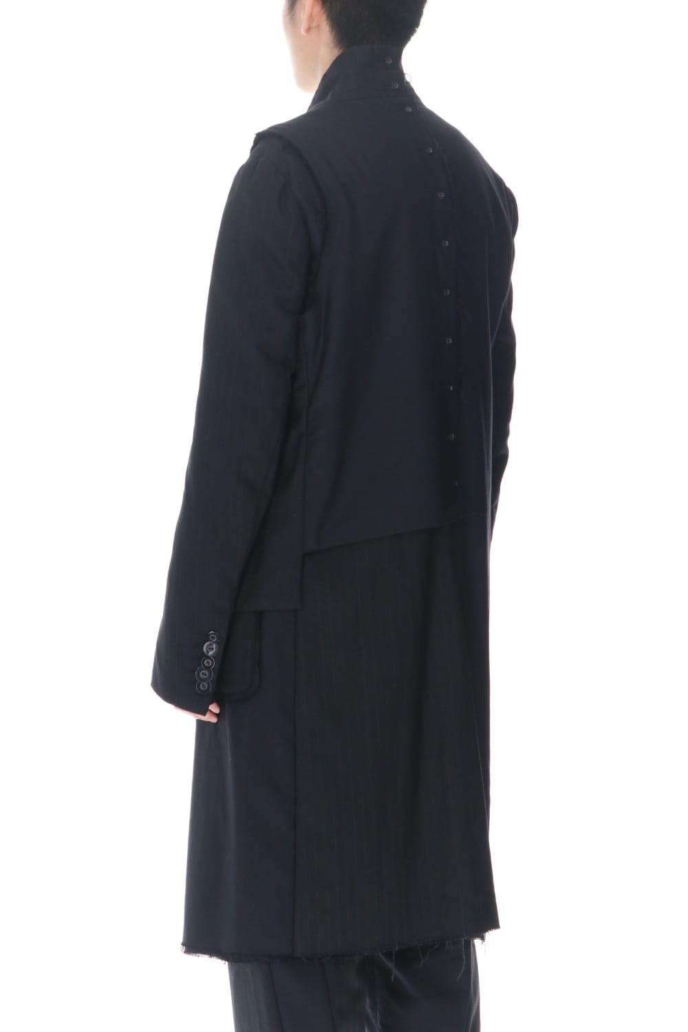 Patched Long jacket w/ Half vest