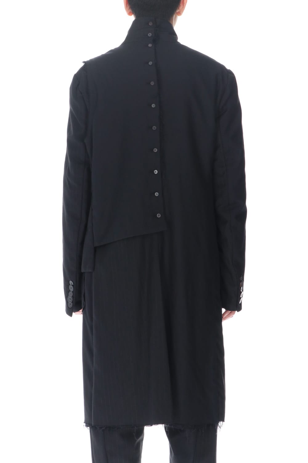 Patched Long jacket w/ Half vest