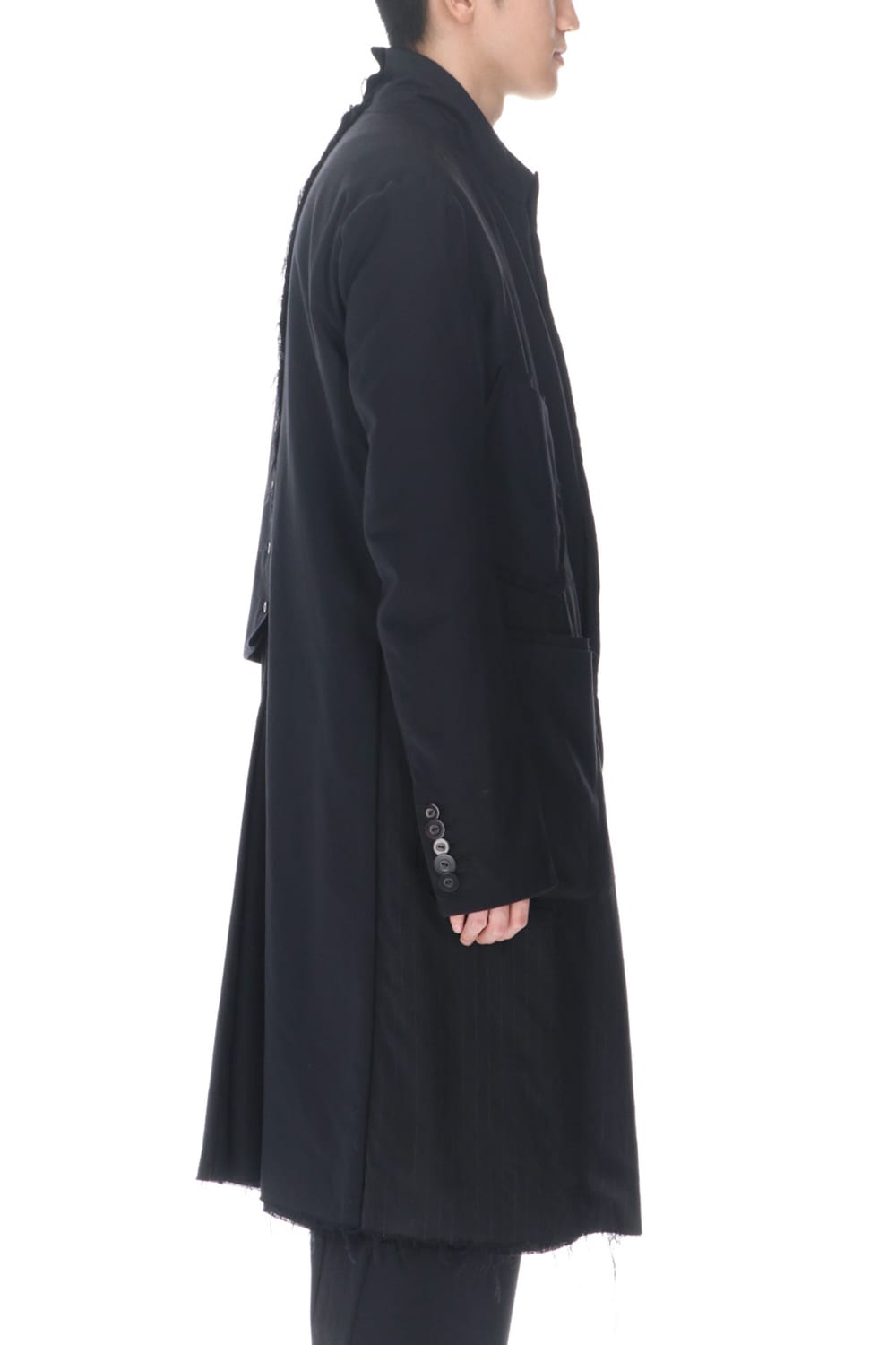 Patched Long jacket w/ Half vest