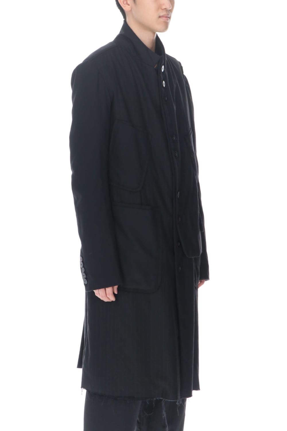 Patched Long jacket w/ Half vest