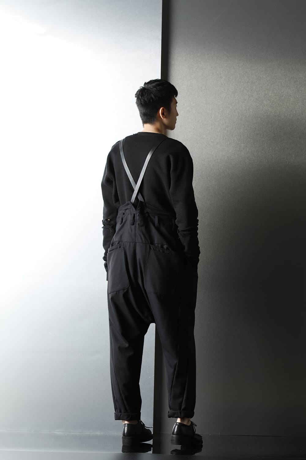 Patched Drop crotch 2 Tucks pants w/Suspenders