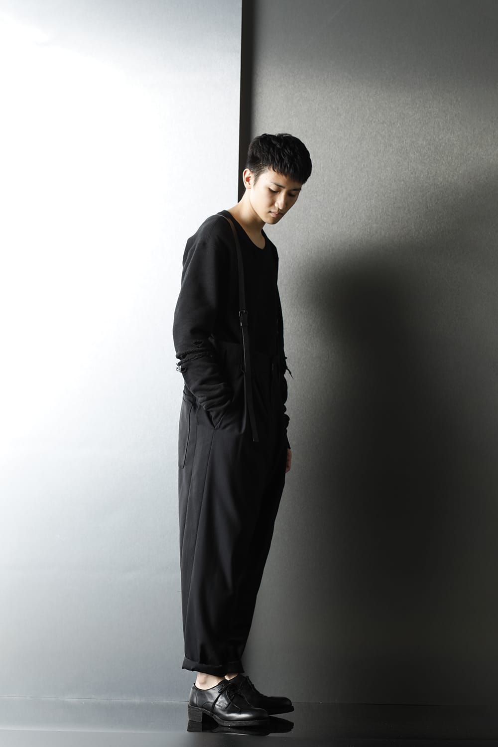 Patched Drop crotch 2 Tucks pants w/Suspenders