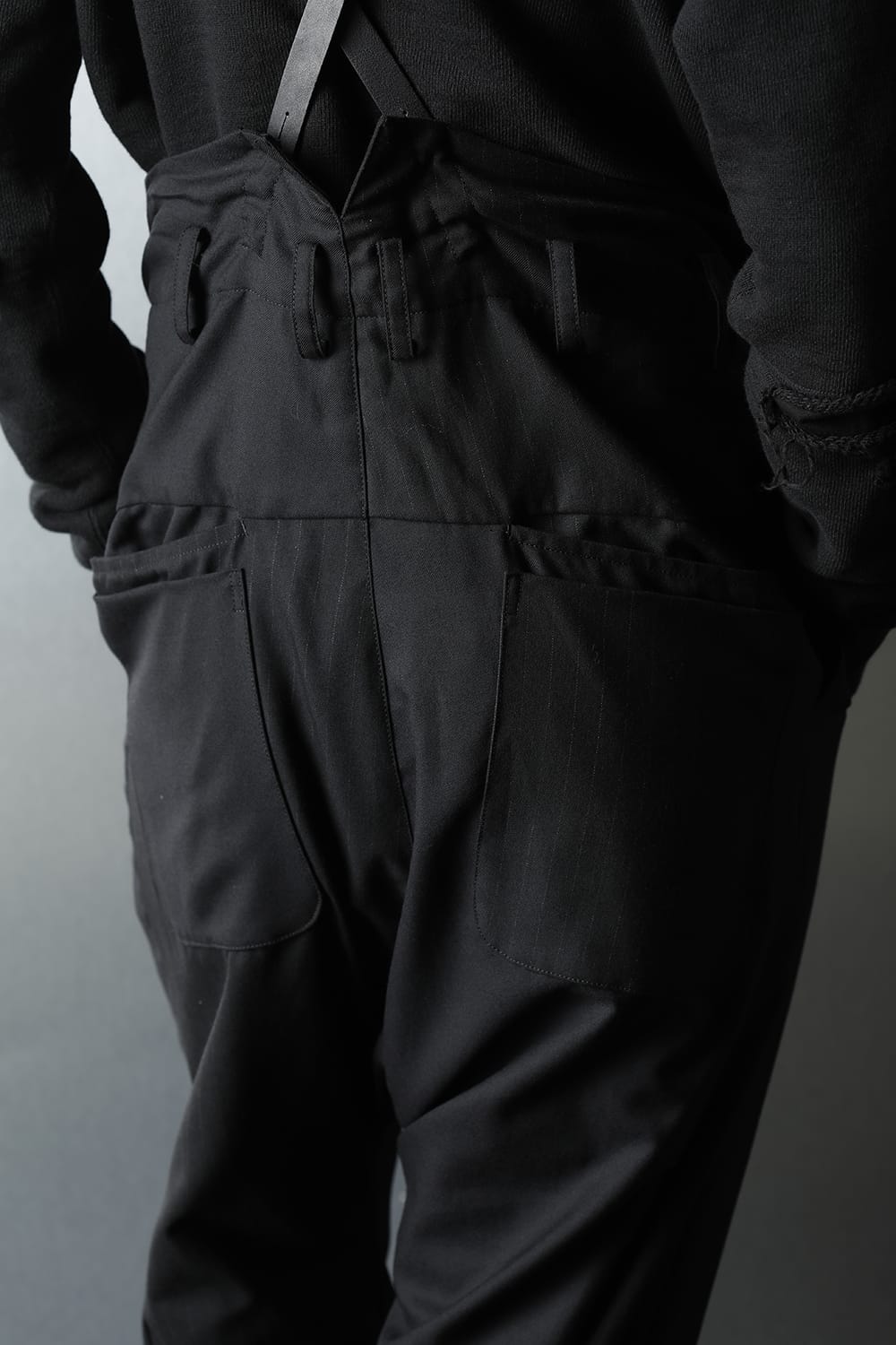 Patched Drop crotch 2 Tucks pants w/Suspenders