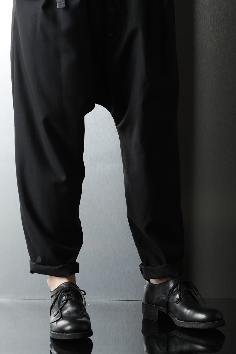 Patched Drop crotch 2 Tucks pants w/Suspenders