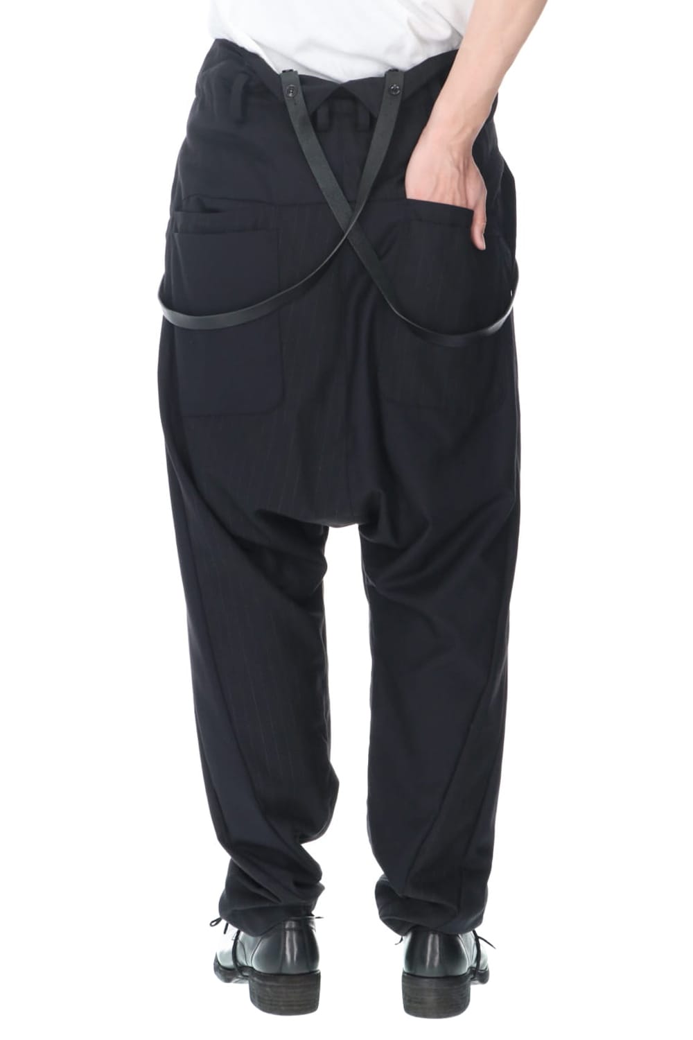 Patched Drop crotch 2 Tucks pants w/Suspenders