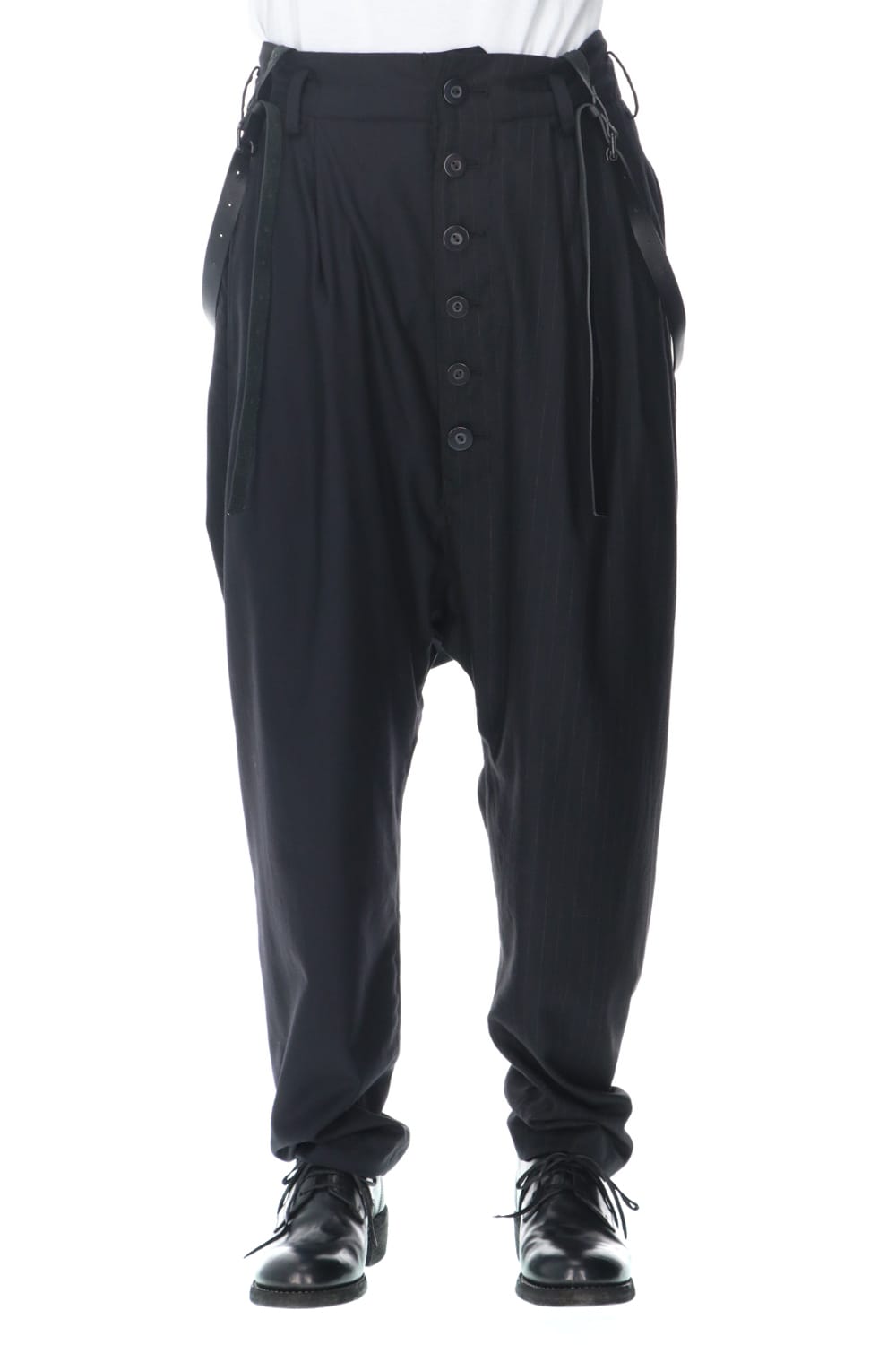 Patched Drop crotch 2 Tucks pants w/Suspenders