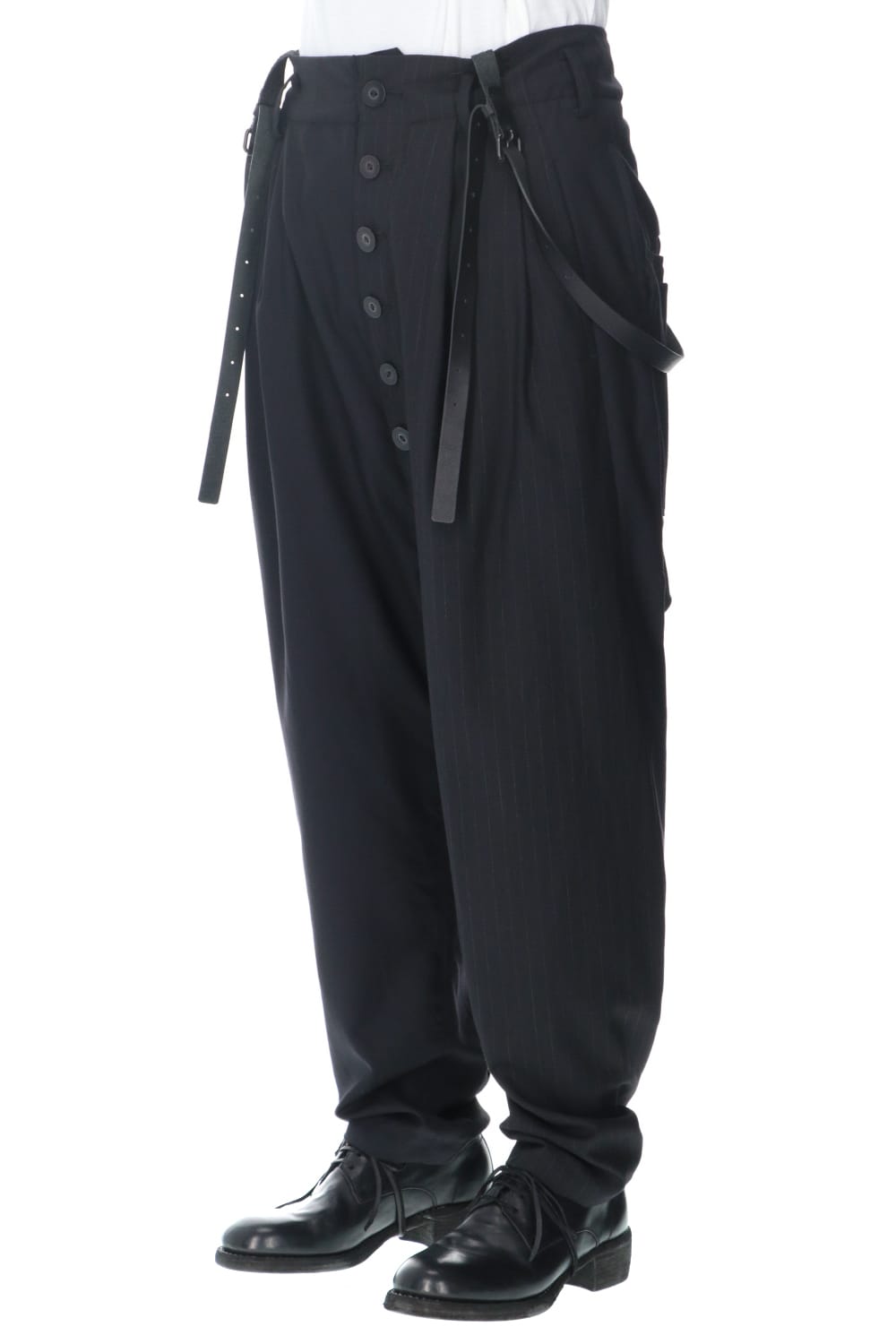 Patched Drop crotch 2 Tucks pants w/Suspenders