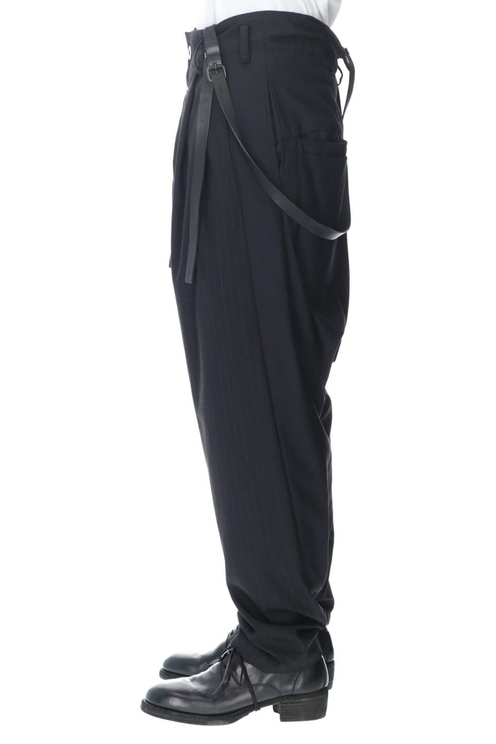 Patched Drop crotch 2 Tucks pants w/Suspenders