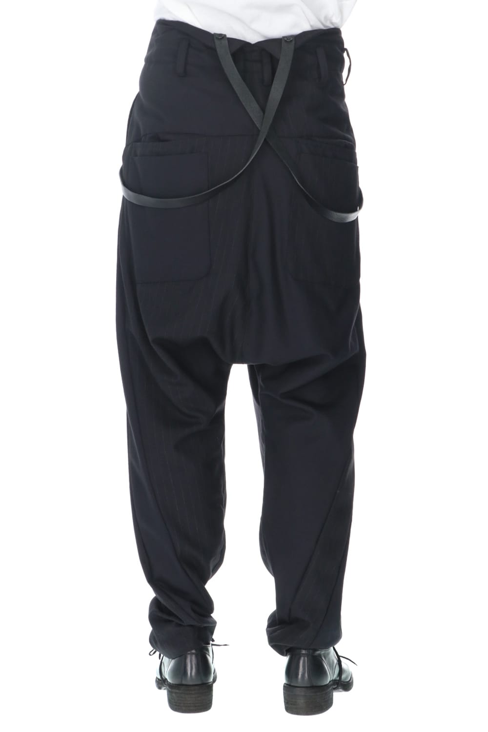 Patched Drop crotch 2 Tucks pants w/Suspenders