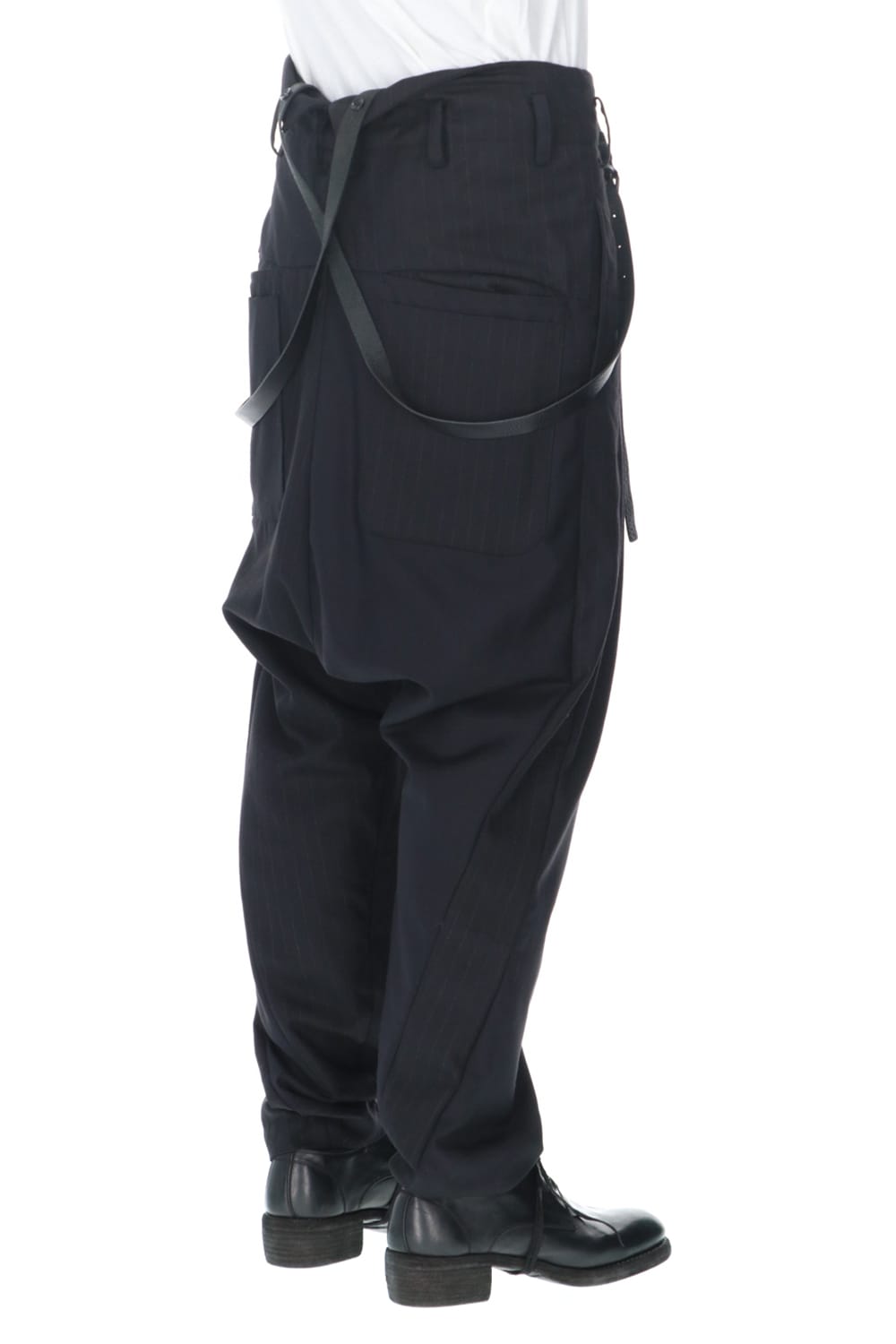 Patched Drop crotch 2 Tucks pants w/Suspenders