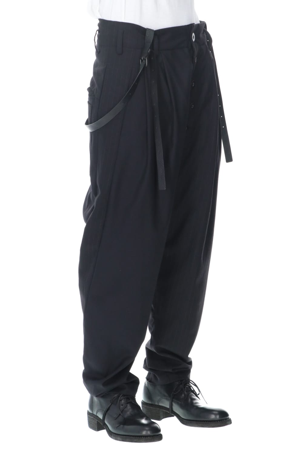 Patched Drop crotch 2 Tucks pants w/Suspenders