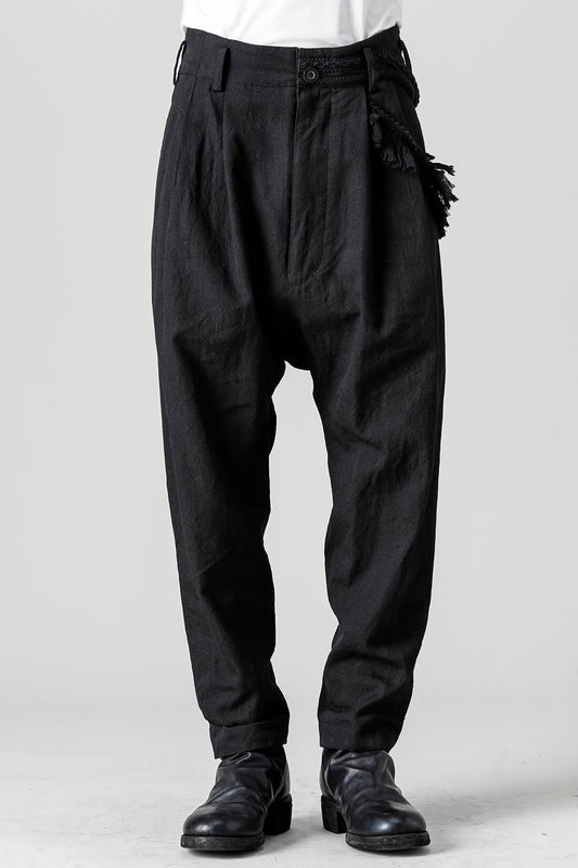 Wool Braid / Fringe Drop Crotch 2 Tucks Pants