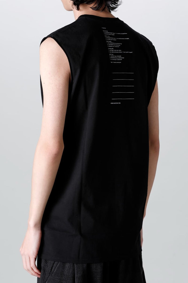 Sleeveless Back Print T-Shirt Black