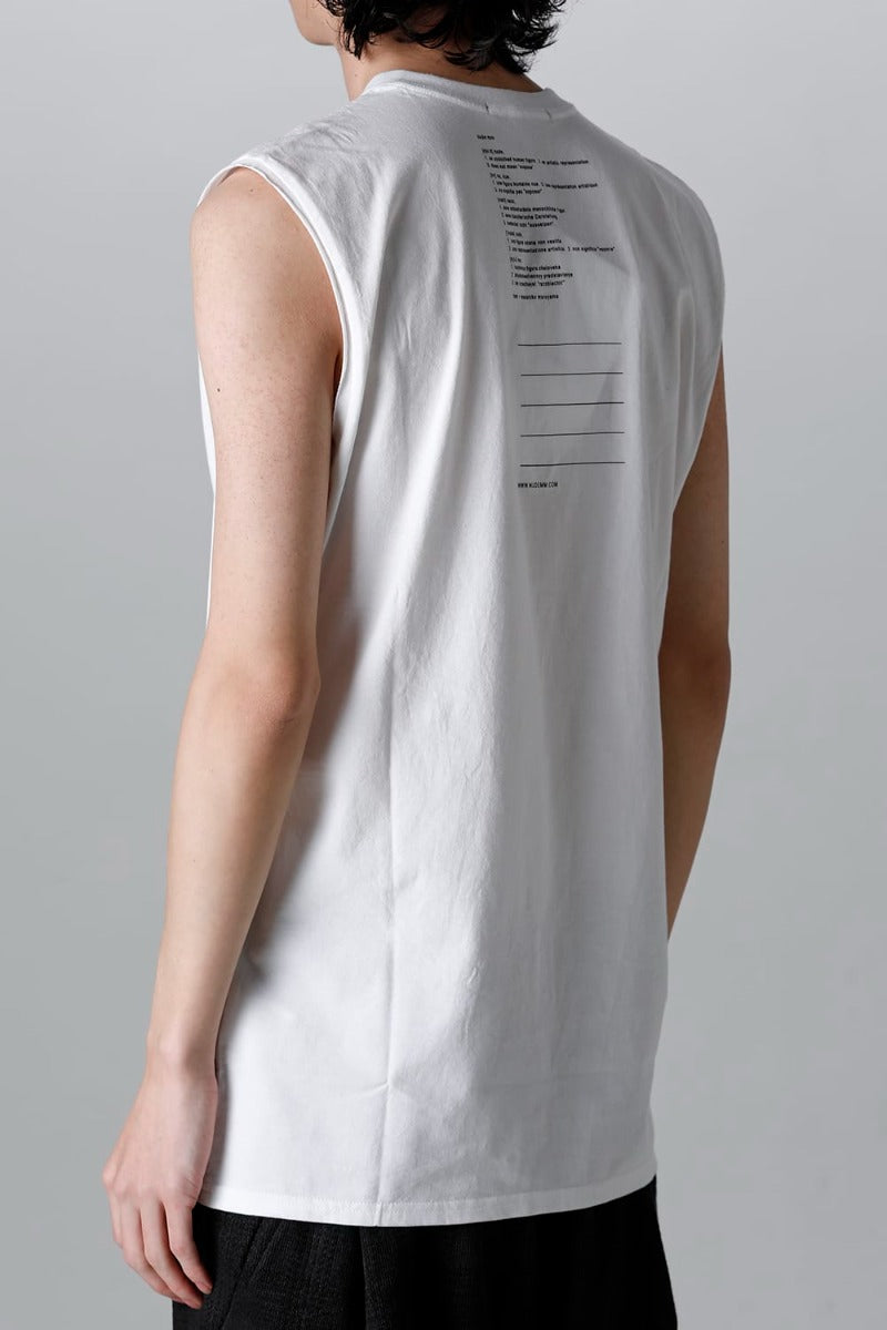 Sleeveless Back Print T-Shirt Off White